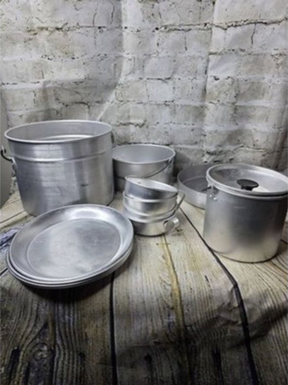 Vintage Aluminum Camping Cook Set 13 Pieces Plates Cups Pots